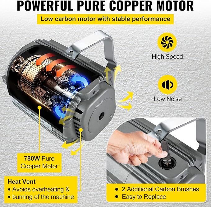 VEVOR Flex Shaft Grinder 780W Rotary Tool 500-23000RPM Rotary Carver with 14" 3-Jaw Chuck Stepless Speed Foot Pedal Hanging Grinding Machine 131PCS Accessories for Jewelry Polishing Grinding DIY