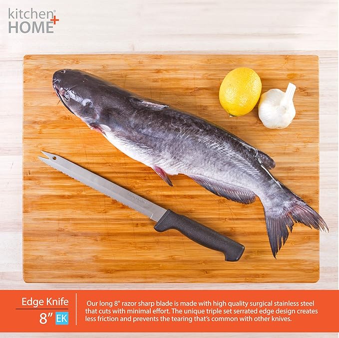 Carving Bread Knife 8 Ultra Sharp Surgical Stainless Steel Serrated All Purpose Kitchen Knife Never Needs Sharpening - As Seen on TV and Live Demonstration