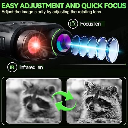 WONGKUO Night Vision Goggles - 5W Upgraded 4K HD IR Binoculars - 8X Digital Zoom, Rechargeable Binoculars with Camera Built in, 32GB Card to Save Photos and Videos, Flashlight for Camping Hunting