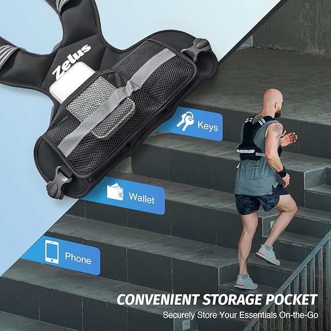 ZELUS Weighted Vest for Men and Women | 20-32lb Vest with 6 Ironsand Weights for Home Workouts | Adjustable Body Weight Vest Exercise Set for Cardio and Strength Training