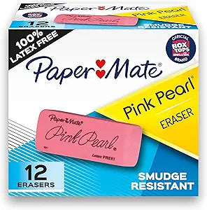 Paper Mate Erasers | Pink Pearl Large Erasers, 12 Count