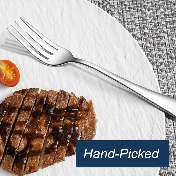5 Pcs Thicken Dinner Forks Stainless Steel Forks Silverware Mirror Polished Dishwasher Safe for Kitchen Home Restaurant - Silver Fork