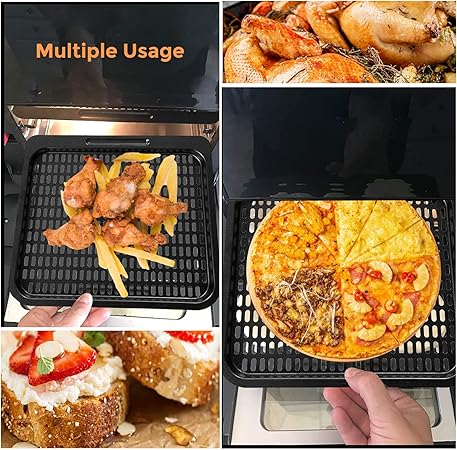 Air Fryer Cooking Tray for Instant Vortex Plus10 Quart, 2 PCS Food Grade Nonstick Replacement Rack Parts Grill Pan Crisper Plate for Innsky 10.6Qt CROWNFUL 10.6Qt Air Fryer Oven, Dishwasher Safe