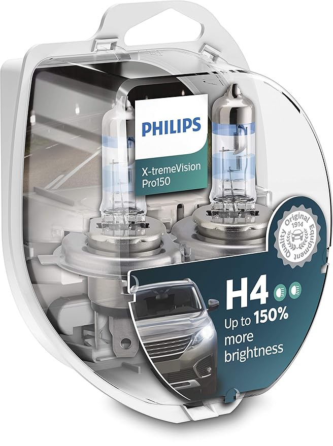 Philips Halogen X-tremeVision Pro150 H4 Headlight Bulb 150 Double Set 567028 Twin Box White
