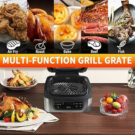 Grill Grate Compatible with Ninja AG301 Foodi, Grill Replacement Parts for Ninja Foodi 5-in-1 Indoor Grill, Non-stick Grill Griddle for Ninja Foodi AG300, AG301C, AG302, AG400, IG301A, IG302Q