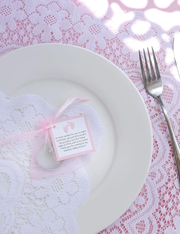 50pcs Tealight Candles Set for Baby Shower Party Favors, Christening Favors for Guests, Baby Girl Gender Reveal Favors. (pink)