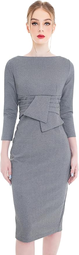 Marycrafts Women's Work Office Business Square Neck Sheath Midi Dress