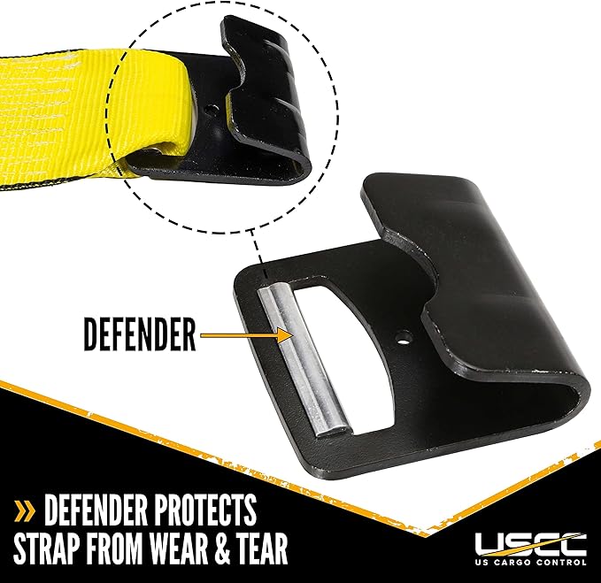US Cargo Control 4 Inch Flat Hook Ratchet Strap, 4 Inch x 30 Foot, Yellow Heavy Duty Ratchet Straps with Black Flat Hooks, 5,400 lbs. Working Load Limit, Tie Down Straps for Flatbed Trailer