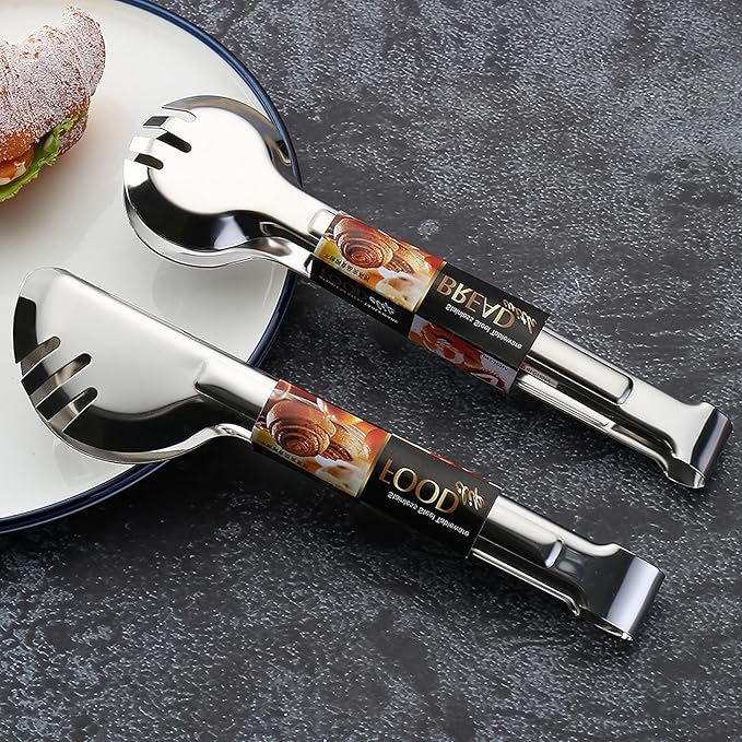 Tongs For Cooking - Heat Resistant 600 Degrees Stainless Steel Kitchen Tong,Heavy Duty Metal Locking Tongs - Perfect for Food,Salad and BBQ set of 2(Tongs For Cooking(Glove white style)-2 pack)