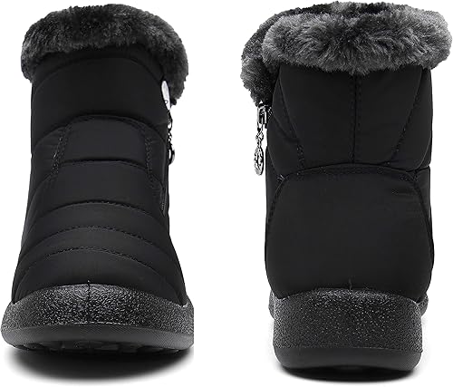 Hsyooes Womens Warm Fur Lined Winter Snow Boots Waterproof Ankle Boots Outdoor Booties Comfortable Shoes for Women
