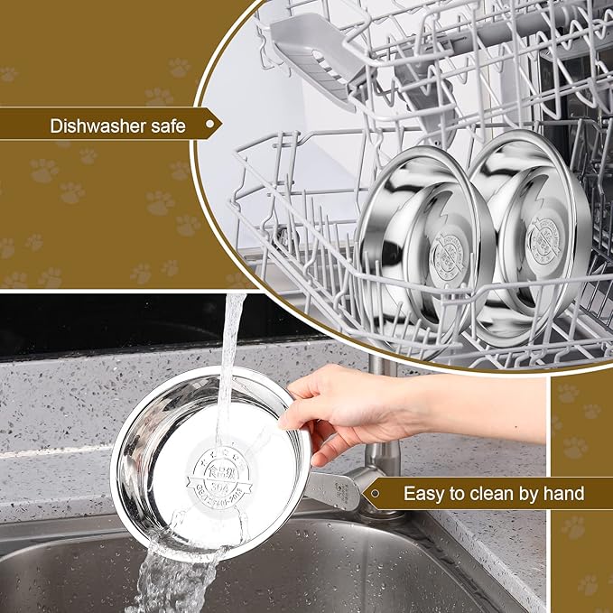 10 Pcs Shallow Cat Food Bowls 6.3 Inches Replacement Stainless Steel Cat Bowls Fatigue Relief for Elevated Stand Metal Dishes Basic for Dishwasher Safe