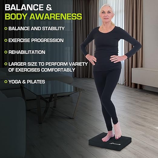 ProsourceFit Exercise Balance Pad Non-Slip Cushioned Foam Mat & Knee Pad for Fitness and Stability Training, Yoga, Physical Therapy 15.5�x12.75�