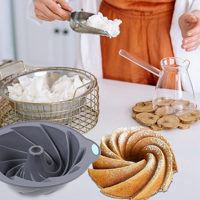 Silicone Cake Pan,Cake Mold Pound Cake Baking Pan Silicone Fluted Cake Baking Pan,Bread Baking Molds,Cake Baking Molds,Baking Mold Accessory for Cake,Gelatin, Bread, Para Gelatinas
