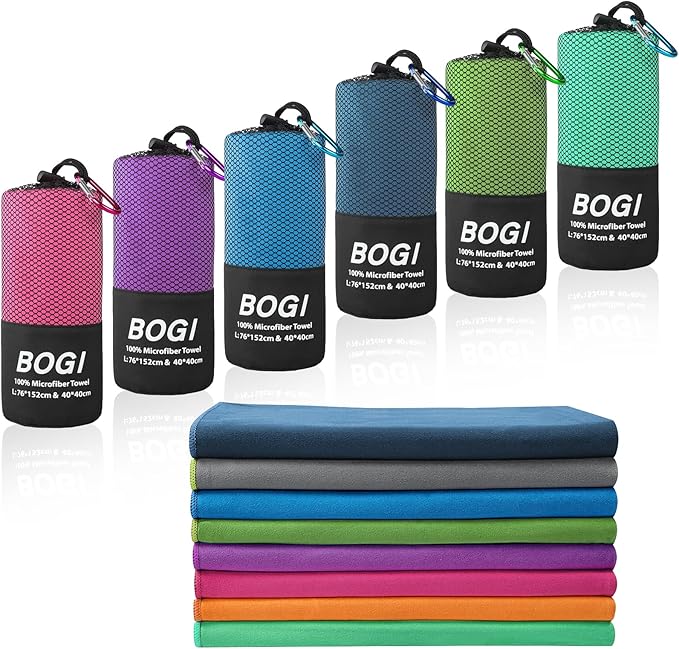 BOGI Microfiber Travel Sports Towel-Quick Dry Towel, Soft Lightweight Microfiber Camping Towel Absorbent Compact Travel Towel for Camping Gym Beach Bath Yoga Swimming Backpacking (M:40''x20''-Nblue)