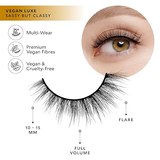 Velour Vegan Luxe Eyelashes Luxurious Natural False Lashes - Lightweight, Reusable, Handmade Fake Lash Extensions - Wear up to 25 Times 100% Vegan Mink, Soft and Comfortable, All Eye Shapes