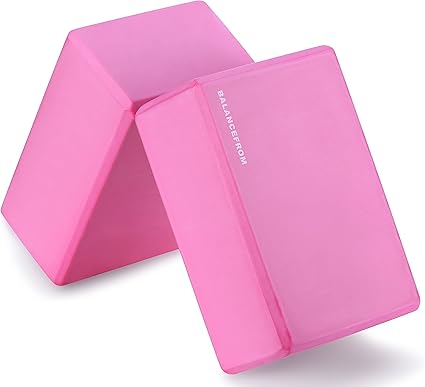 Set of 2 High Density Yoga Blocks, 9"x6"x4" Each, Pair, Multiple Colors