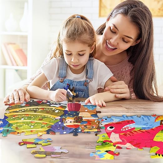 Dinosaur Jumbo Floor Puzzles for Kids Ages 3-5 Preschool Learning Toys 48-Piece Large Floor Puzzle for Toddlers&Kids Ages 4-8 Years Old,Best Gift for Boys and Girls (Dinosaur Era)