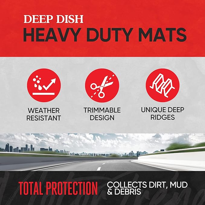 Motor Trend FlexToughXL Floor Mats for Cars Full Set, All-Weather Rubber Automotive Floor Mats, Waterproof Heavy Duty Car Mats, Flexible Floor Liners for Car Truck Van SUV, Car Floor Mats (Black)
