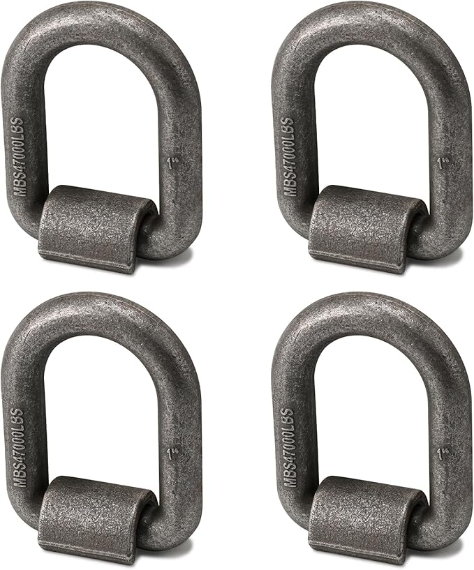 1" Heavy Duty Weld-On Forged D Ring with MBS:46,800 lbs,D-Ring Tie Down Anchor with Weld On Anchor Points for Trailer, Truck Cargo, RV, ATV Tiedowns, Farm Applications etc(4 Pack)