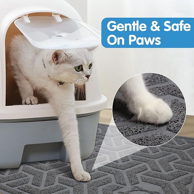 UPSKY Cat Litter Mat, Litter Trapping Mat Soft on Kitty Paws, Large Litter Box Mat 35" x 24" Scatter Control for Cat Litter, Waterproof and Extra Large Litter Box Carpet