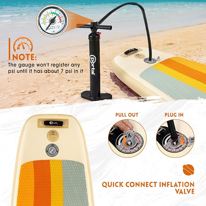 PORTAL SUP Inflatable Paddle Board for Adults 10'6'' Stand Up Paddleboard,Non-Slip Deck Blow up Paddle Boards with Adjustable Paddle.
