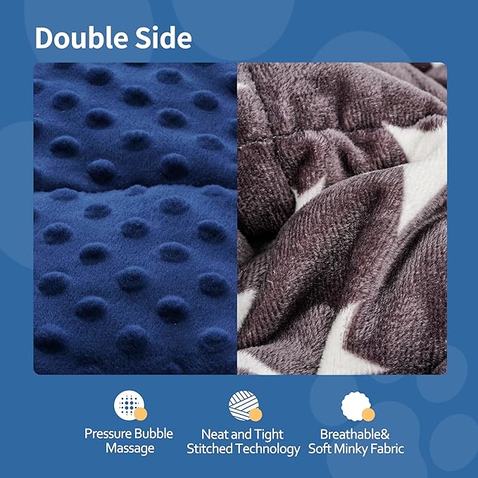 LaSyL Weighted Blanket for Pets Thunder Blanket for Dogs Anxiety Premium Soft Minky Relaxation Calming Anti Anxiety Blue Grey Star, Washable Small 24" L x 32" W
