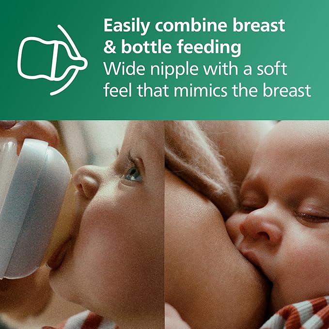 Philips Avent Natural Glass Baby Bottle with Natural Response Nipple (Medium Flow, Flow 3), 8oz, SCY91301