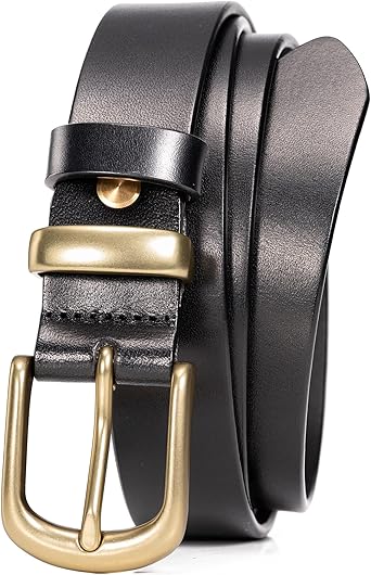 WOLFANT Womens Belts for Jeans,1.1" Fashion Ladies Belt with Gold Buckle,100% Italian Full Grain Real Solid Leather