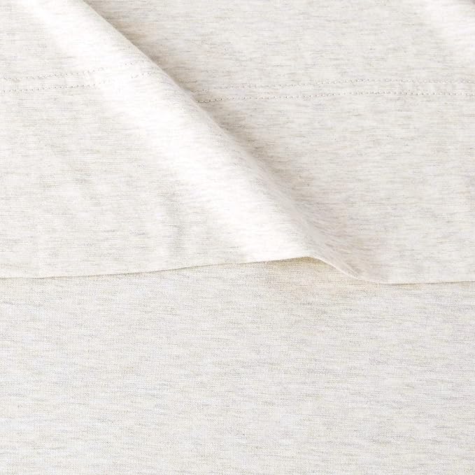 Basics Cotton Jersey 4-Piece Bed Sheet Set, Queen, Oatmeal, Solid