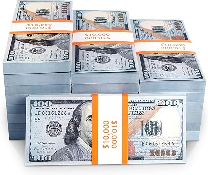 300PCS Prop Money Play Money for Kids Pretend Play, Develops Early Math Skills, Prop Money for Board Game, Moive, Magic, Preschool Math Games and Birthday Parties.