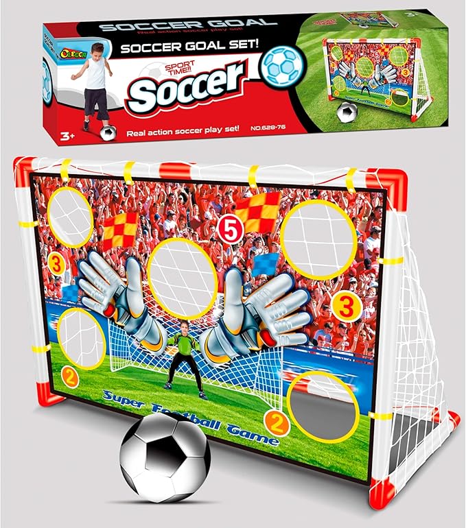 Kids Soccer Goal – 2 in 1 Soccer Goal with Target Net, Portable Soccer Goals for Backyard & Indoor Play, Small Soccer Goals 4' x 2.4' ft – Toddler Fun Training Set for with Ball Ages 3+