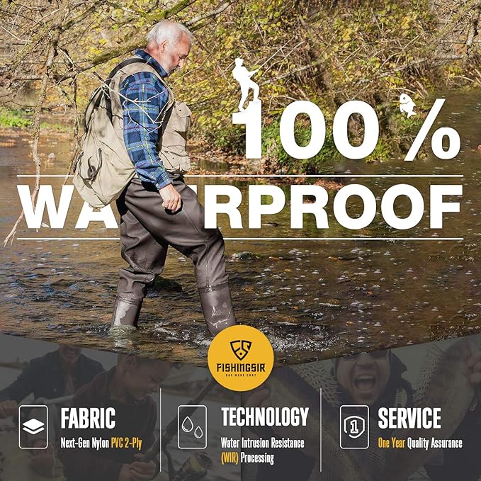 Fishing Waders for Men with Boots Womens Chest Waders 2-Ply NylonPVC Waterproof for Hunting with Boot Hanger