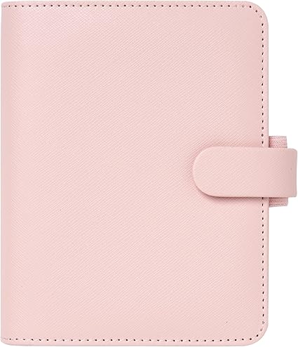 Filofax Saffiano Organizer, Pocket Size, Blush - Cross-Grain, Leather-Look, Six Rings, Week-to-View Calendar Diary, Multilingual, 2024 (C022697-24)