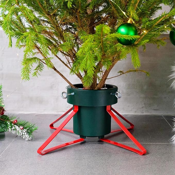 Blissun Metal Christmas Tree Stand, Adjustable Christmas Tree Holder, Xmas Tree Stand for Real Tree Fits for 2-Inch to 5.3-Inch Trunk
