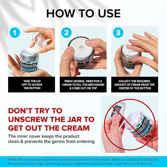 SimplyVital Collagen, Retinol Hyaluronic Acid Cream - Anti-Aging Face Moisturizer for Face, Neck Decollete - Made in USA, Daily Moisturizer Face Cream - 1.7 fl.oz.