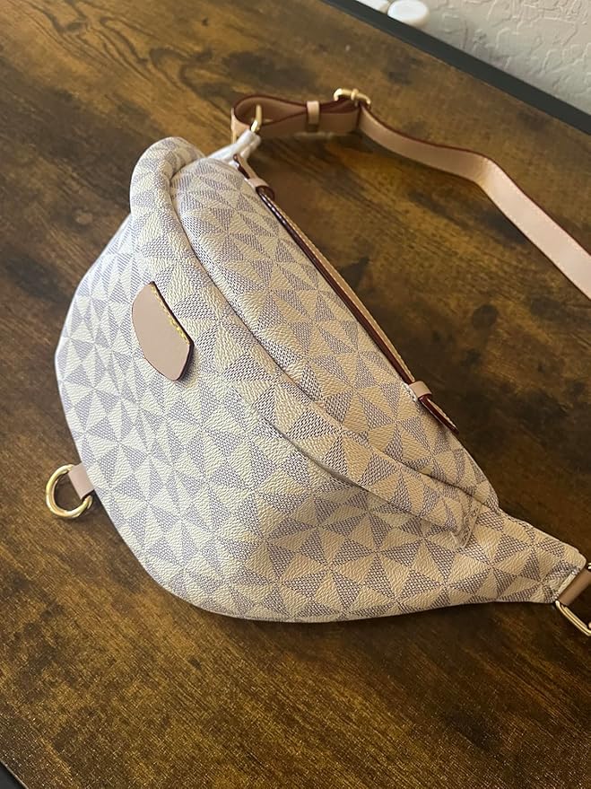 Xehuro Belt Bag for Women Fanny Pack Chest Bag Daypack Bum Bag Checkered Bag Multi Color (Beige-1)