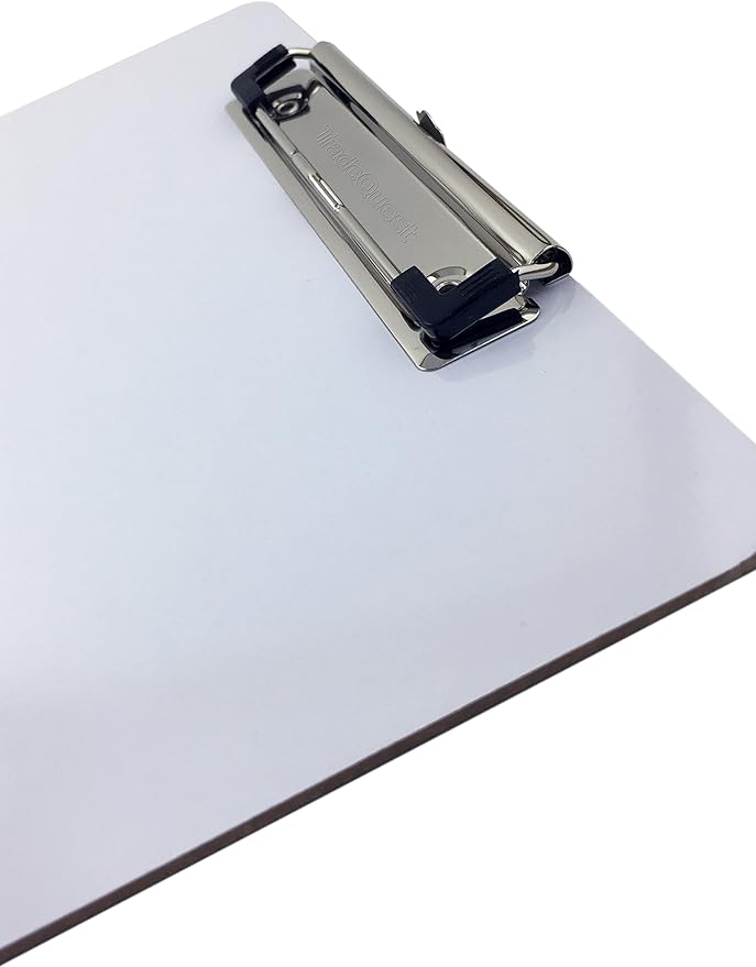 Clipboard Dry Erase Surface 9'' x 12.5'' Letter Size Low Profile Clip Whiteboard (Pack of 6)