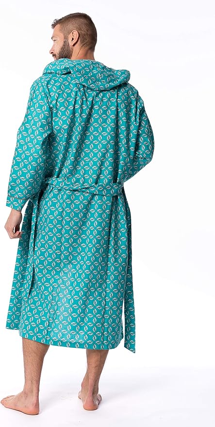 AMERICAN HEAVEN Mens Lightweight SleepLounge Long Bath Robe with Hood -Premium Cotton Blend
