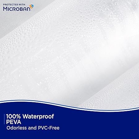 Kenney MB61160 Microban Protected Medium Weight 4.8 Gauge Waterproof PEVA Shower Curtain Liner with Rust-Resistant Metal Grommets and Weighted Magnetic Hem for Bathroom, 70" W x 72" H, Clear, 1-Pack