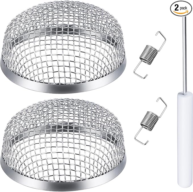 TOODOO 2 Pack Flying Insect Screen RV Furnace Vent Screen RV Water Heater Vent Cover 2.8 Inch Stainless Steel Mesh with Installation Tool