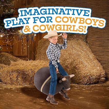 Big Country Toys Bouncy Bull Kids Toys - Rodeo Ride On Toys for Ages 3 - Bouncy Animals for Toddlers - Inflatable Kids Hopper Toy with Hand Pump