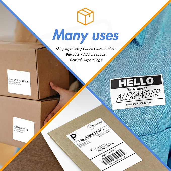 OfficeSmartLabels 4" x 1" Direct Thermal Labels - Compatible with Zebra Rollo Desktop Printers and More 1 Core, Permanent Adhesive Perforated 1 Roll, 1375 Labels