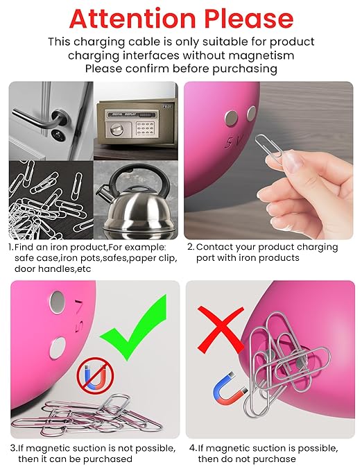 Bicmice 2.6Ft Magnetic USB DC Charger Cable Wireless Replacement Charging Cord-(5mm0.2in)