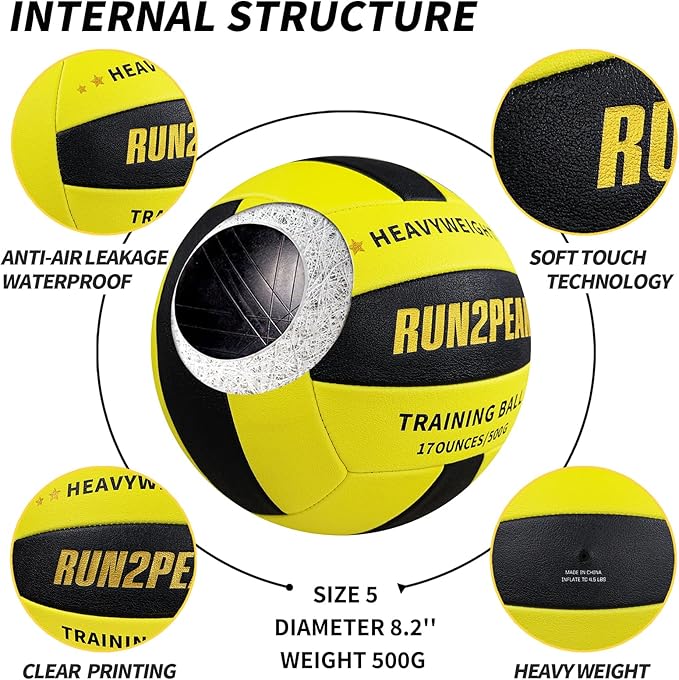 Setter Training Volleyball Official Size 5 Volleyballs Heavy Weight Ball PU Practice Volley Balls for Indoor Rebounder Equipment Setters Weighted Volleyball Setting Trainer