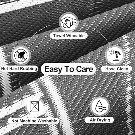 OutdoorLines Outdoor Reversible Rugs for Patio 4x6 ft - Plastic Area Rug, Stain UV Resistant Portable RV Carpet, Plastic Straw Mats for Porch, Pool Deck and Camping QuatrefoilGray White