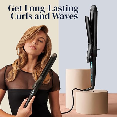 Bio Ionic Long Barrel Styler, Curling Iron with Moisture Heat Technology NanoIonic MX, Versatile Curling Wand with Adjustable Heat Settings, Hair Curler with Extended Barrel