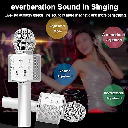 Karaoke Microphone, Voice Changer Microphone Microphone for Singing Christmas Birthday Gifts Portable Handheld Mic Speaker Machine for All Smartphones for Girls Kids Adults All Age
