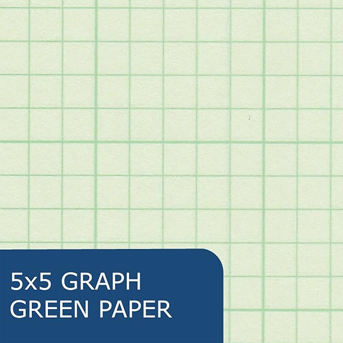 Roaring Spring Lab Notebook, 1 Subject, Wirebound, 5x5 Graph Ruled, 11" x 8.5", 80 Sheets, Green paper