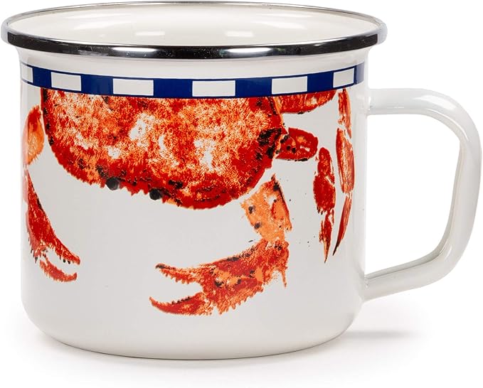 Golden Rabbit Enamelware - Crab House Pattern - Grande Soup Mug