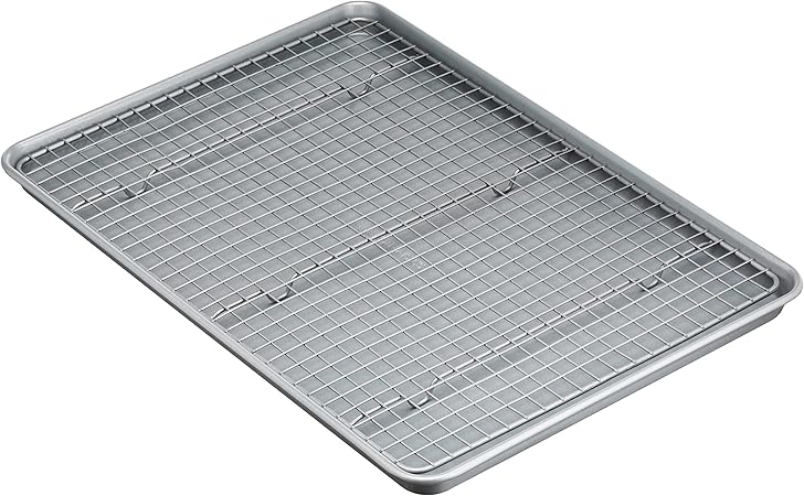 Basics Ceramic Nonstick Baking Sheet Cooling Rack Set, Non-Toxic, Half Sheet Size - 1 Pack, Gray